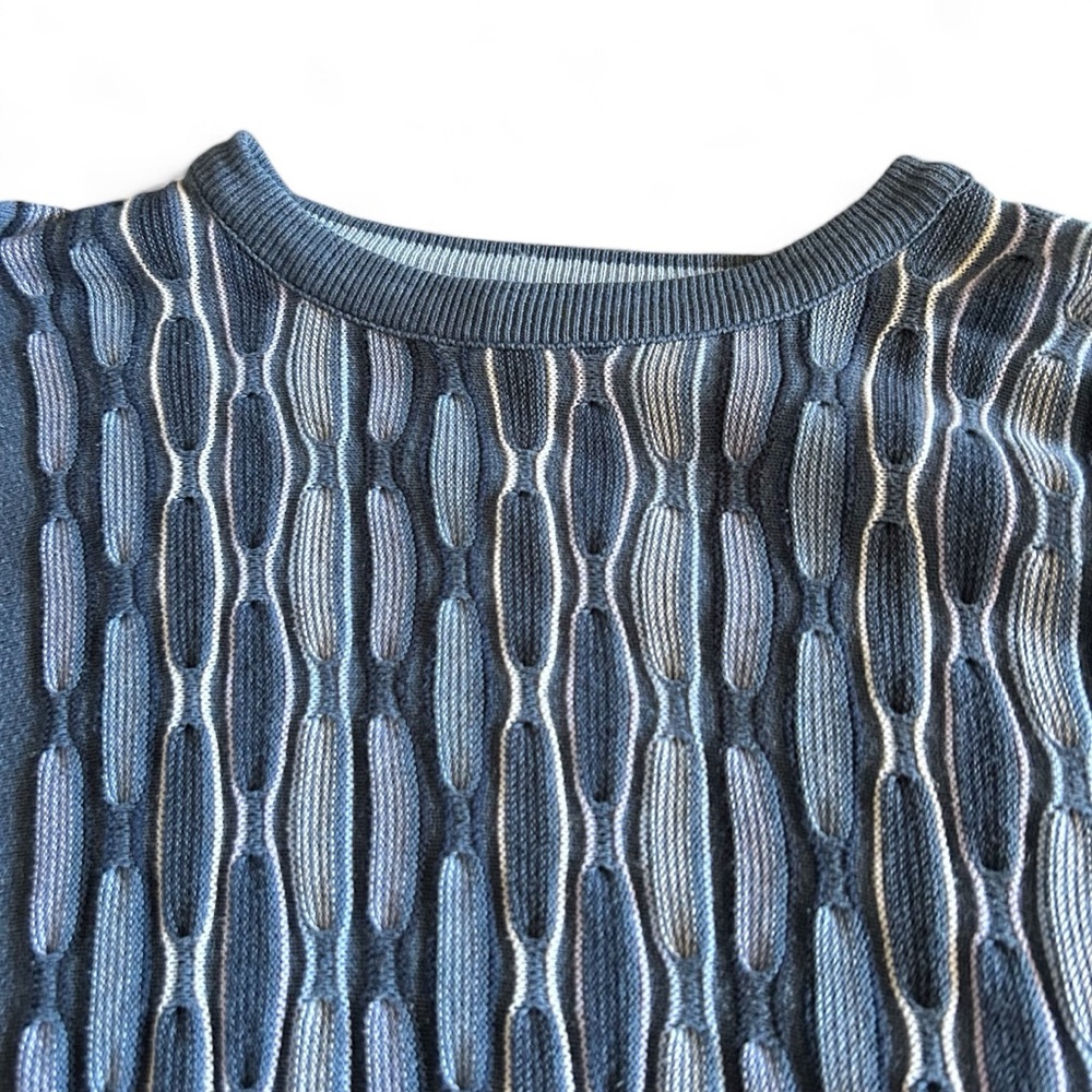 TOSANI XXL Vintage Mens Pullover Sweater Crew Blue L/S Canada Italy 100% Cotton
